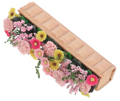 TOYANDONA 1:12 Puppenhaus aus Holz Miniatur Blumenbeete Puppenhaus Zubehör Blumenkasten Kleines Hausdekor Langer Blumentopf Feengarten Dekor Miniatur Gartenzubehör Grün Minitopf Öffne das Fenster