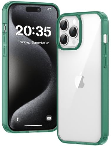 Voyahülle Clear Case for iPhone 15 Pro, Ultra Thin, Shockproof TPU Cover, Anti-Yellowing, Crystal Clear, Phone Case for Apple iPhone 15 Pro - Green