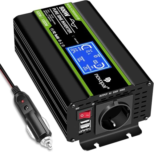NOVOPAL 500W Wechselrichter 12V auf 230V 220V Reiner Sinus Spannungswandler
