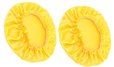 WEKADRIN 2 Stück Gelbe Satin Schlafhauben Rund für Langes Haar Geeignet zum Schlafen und Hausarbeit Modische Nachtmützen für Damen