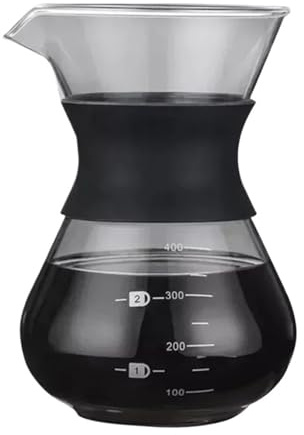 Hitzebeständige Glas-Kaffeemaschine mit V60-Edelstahlfiltertrichter, Handfilterkanne, Kaffeekanne for Cafés und Baristas(400ml no filter)