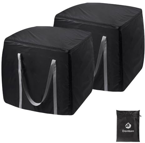 Auflagentasche Gartenauflagen für Gartenpolster 80x80x90cm, 2er | 420D-Oxford, Wasserabweisend, Reißfest, UV-beständig, Aufbewahrungstasche mit Reißverschluss für Kissen Polsterauflagen