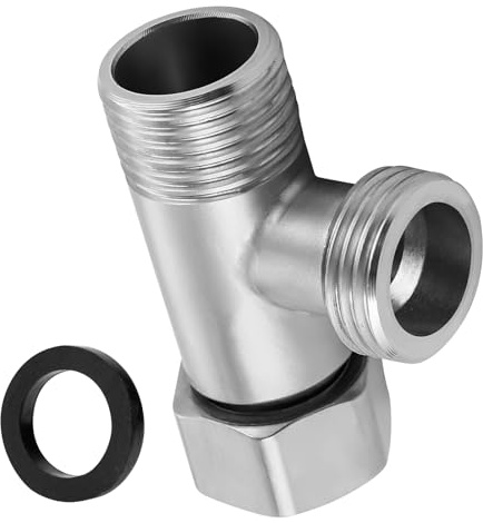 Connecteur en T 3 Voies Robinet WC 3 Voies en Cuivre 3/8 Vanne D'inversion | avec Dents Latérales 1/2 Vanne,Adaptateur Douchette 3 Voies pour Réservoir de Chasse D'eau Douchette Machine à Laver