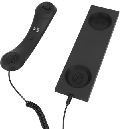 Bewinner Retro-Handyhörer mit Mikrofon, Typ-C-Kabelstecker, Kompatibel mit 17 16, für Smartphones, Tablets und Laptops, rutschfeste Basis (Black)