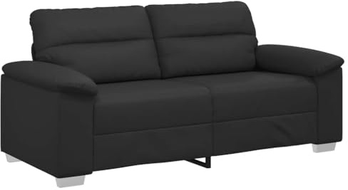 pokgdf Bequemes Kunstleder Sessel für Wohnzimmer mit gepolsterter Sitzfläche und Rückenlehne, Modernes 2-Sitzer-Sofa mit Holz- und Metallgestell zum Entspannen in Schwarz