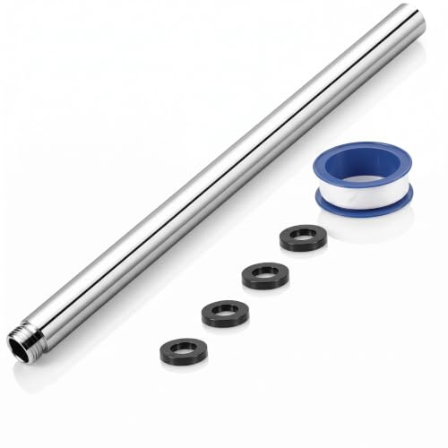 Prolunga Tubo Doccia 30cm(11,8 Inch), Universale G1/2 Braccio di Prolunga Soffione Fisso con Rondelle & Nastro Sigillante, Tubo Doccia di Prolungamento in Acciaio Inossidabile 304 per Soffioni & Tubi
