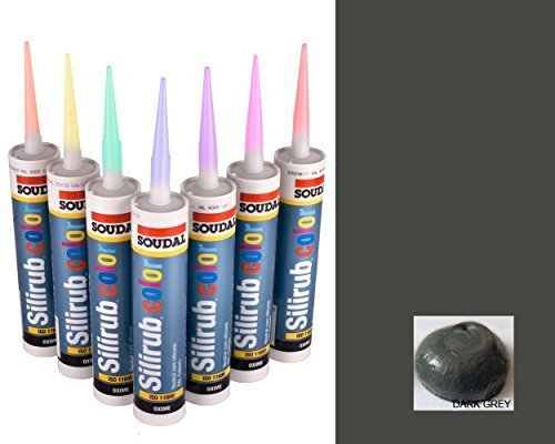 Dark Grey Colour Premium Silicone Sealant Silirub 2, Suitable for Internal and External Works Including bathrooms, Kitchens, Flooring, Windows & Doors.