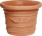 OEM SYSTEMS Vaso Tondo Festonato Ø 40Cm in Resina Colore Terracotta Doppio Bordo