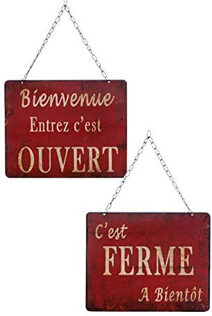 Antic line Plaque « Ouvert/ferm頻 Rouge