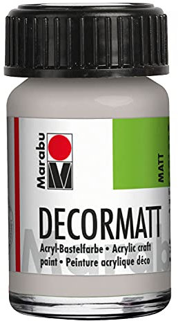 Marabu 14010039782 - Decormatt Acryl Metallic-Silber 782, 15 ml, samtmatte Acrylfarbe auf Wasserbasis, cremig und farbintensiv, speichelfest, wetterfest, zum freien Malen und Schablonieren