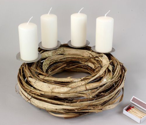 Kerzenhalter Kerzenständer Adventskranz Rattan 32 cm