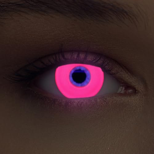 DESIGNLENSES, Leuchtende rosane Halloween The Purge Kostüm UV Licht Kontaktlinsen, 1 Paar (2 Stück),weiche Schwarzlicht Farblinsen ohne Stärke (Glowing Pink)