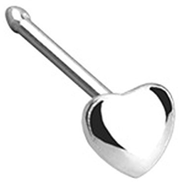 Piersando Piercing Echt 925 Silber Stab Stecker Gerade mit Motiv für Nase Ohr Tragus Helix Lippe Intim Nasenpiercing Nasenstecker Nasenflügel Herz
