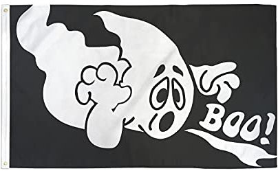 AZ FLAG - Drapeau Halloween Fantome Boo - 150x90 cm - Drapeau Halloween Ghost 100% Polyester Avec Oeillets Métalliques Intégrés - Pavillon 110 g
