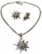 Alpenflüstern Trachtenschmuck-Set Trachtenkette und Ohrstecker Strass-Edelweiß - Damen-Trachten-Schmuck, Trachtenset Dirndl-Kette und Trachten-Ohrringe antik-Silber-Farben SET030