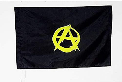 AZ FLAG - Flagge Anarchism Von Gelben Stern - 150x90 cm - Anarchie Fahne 90 x 150 Cm Scheide Für Mast - Flaggen