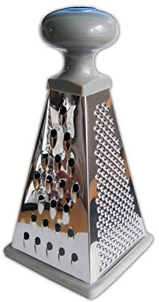 Anik-Shop VIERKANTREIBE Edelstahl Turmreibe Gemüsereibe Multireibe Gemüsehobel Kartoffelreibe Käsereibe Küchenreibe Reibe Hobel 3-Varianten 95 (Grau)