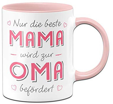 Tassenbrennerei Tasse mit Spruch Mama Wird zur Oma befördert - Du wirst Oma Loading Geschenk - Schwangerschaft verkünden (Rosa)