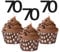 Sumerk 24PCS 70 Cupcake toppers Black Glitter 70th Birthday Cupcake Picks Anniversary Party Decorations