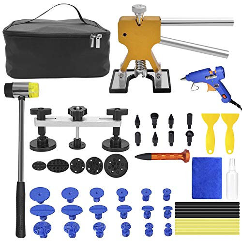 MENQANG Strumento di Riparazione ammaccatura Senza Vernice, Kit di Riparazione ammaccatura Corpo 46PCS con Pistola per Colla a Martello, Penna di Riparazione per Auto, Frigorifero