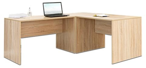 Eckschreibtisch - Schreibtisch - Computertisch [Funktional und Robust] - Winkelkombination - Bürotisch - PC Tisch - Sonoma-Eiche ca.: B 185/185 x H 75 x T 75 cm | Büro Möbel