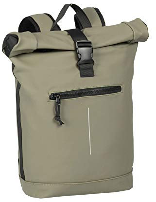 New Rebels Unisex Wasserabweisender Rolltop-Rucksack – 21l Rolltop-Backpack mit 15,6-Zoll-Laptopfach – Reiserucksack mit Klickverschluss – Rucksack mit Vordertasche – flexible Aufbewahrung - Taupe