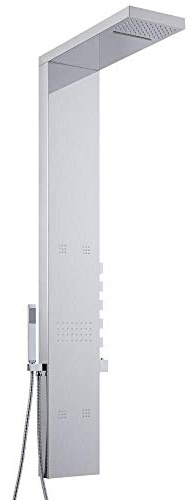 MILANO Thermostatic Shower Tower Panel Waterblade Head Body Jets Handset | Stainless Steel Construction. Thermostatic Control. Easy Clean Silicone Nozzles. Contemporary Style. Square Handle Design.