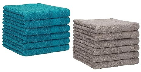 Betz 12 Stück Gästehandtücher Set Palermo Gästetuch 100% Baumwolle Größe 30x50 cm Farbe Petrol - Stone