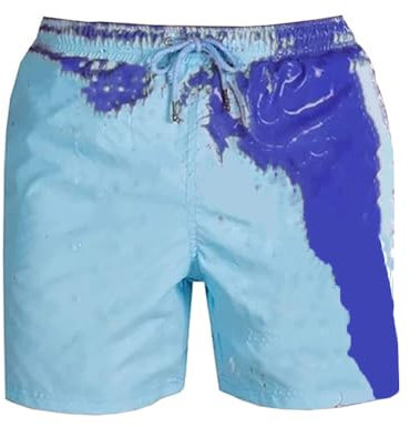 Nemopter Herren-Badeshorts, Farbwechsel, lustig, für Männer, Bademode, Herren, Shorts, Strand, für den Sommer, Blau mit dunkelblauem Farbwechsel., XL