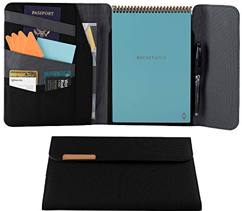 Rocketbook Flip Capsule Folio Cover – 100% recycelbare Hülle mit Stifthalter, Magnetverschluss und Innenaufbewahrung – Schwarz, Executive Größe