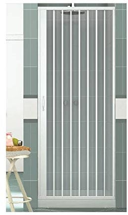 EASY KIT Porte de douche pliante en PVC pour niche, blanc, ouverture latérale, largeur 90 cm, hauteur 185 cm
