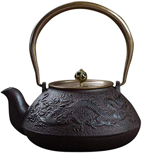 Cast Iron Tea Kettle, Japanese Style Cast Iron Teapot 1300ML Retro Creative Chinese Dragon Cast Iron Teapot Kettle, With Stainless Steel Mesh Infuser