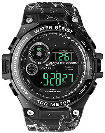 TEKMAGIC Reloj de Pulsera Hombres Niños Buceo Deportes 10 ATM Impermeable Reloj Natación con Funciones de Cronómetro, Cronógrafo, Alarma, Zona Horaria Dual, Formato de 12/24 Horas