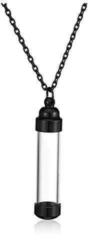 Jovivi Edelstahl Asche Schmuck Memorial Urne Acryl Flasche Anhänger mit Text Gravur Kapsel Pendant Kette Halskette für Gedenk