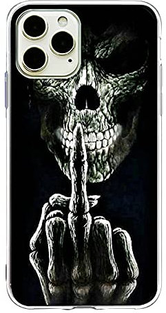 Coque de protection pour téléphone portable Halloween - Compatible avec Apple iPhone 13 Pro - Transparente Silicone souple - Anti-rayures - TPU - Ultra fine - Motif tête de mort - Motif fleurs