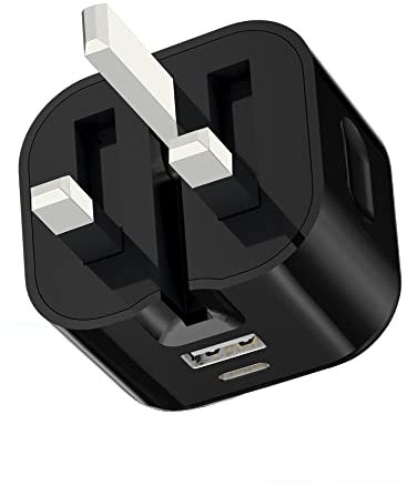 USB + Type C Foldable Fast Charger Plug For Samsung Galaxy S25 FE/S25 Edge/S25/S25 Plus/S25 Ultra/S24 FE/S23 FE/S23 Plus Ultra/A14/A54/A34/S22 Plus Ultra/A53/A13, 20W USB C Charging Adapter (BLACK)