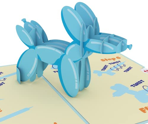 Lovepop® 3D Pop-Up Karte Happy Birthday Luftballon-Hund Geburtstagskarte Ballontier für Kinder, Kindergeburtstag balloon dog card | inkl. Umschlag & Versteckfach für Geld & Gutscheine