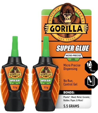 Gorilla Micro Precise Super Glue Gel, 5.5 Gram, Clear, (Pack of 2)