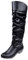 Stivali alla moda da donna a gambo lungo sopra il ginocchio, eleganti stivaletti invernali con tacco alto da donna, stivali termici, Nero , 39 EU