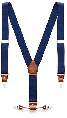 AceList Hosenträger für Herren, verstellbarer und elastischer Hosenträger, 3,5cm breite Hosenträger in Y-Form, weiche hosenträger herren mit 3 Metallclips, Einheitsgröße für Damen und Herren, Blau