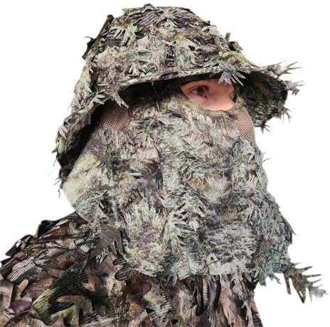 QuikCamo Realtree & Mossy Oak 3D Leafy Camo Gesichtsmaske Fischerhut für Herren, Hirsch, Ente und Truthahn, Jagd (voll verstellbar OSFM)
