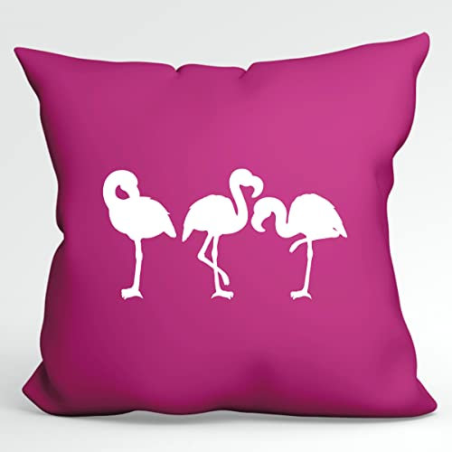 huuraa Kissen Flamingos Silhouette Deko Sofa Cushion Bezug 40x40cm Fuchsia mit Motiv für alle Flamingo Fans Geschenk Idee für Freunde und Familie