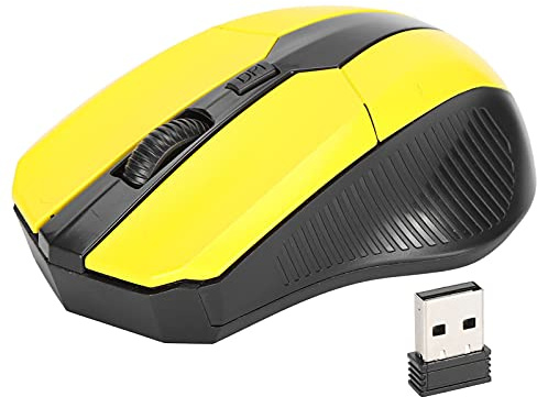 VBESTLIFE Kabellose -Maus für Unterwegs, Tragbare Kabellose Optische Mäuse mit USB-Empfänger für PC-Laptop-Computer (Gelb)