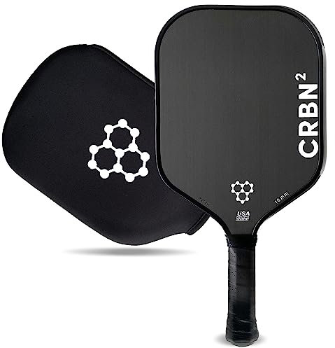CRBN² Pickleball-Paddel – Kohlefaser Pickleball-Paddel mit Wabenpolykern – perfekte Balance von Kraft und Kontrolle – 16 mm, weiß