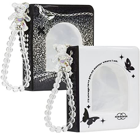 2pcs 3 Zoll Kpop Fotokartenhalter Bücher Mini-Fotokartenalbum Kpop Fotokartenhalter 40 Fächer Schwarzer und Weißer Schmetterling (black)