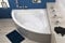 ECOLAM symmetrische Badewanne Eckwanne Eckbadewanne Mia 120x120 cm Design Acryl weiß + Ablaufgarnitur Ab- und Überlauf Automatik Füße Silikon