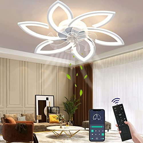 Wildcat Deckenventilator mit Beleuchtung Moderne Leise Led mit Fernbedienung Timer Blütenform Design Ventilator Deckenleuchte für Schlafzimmer (66, watts)