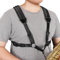POGOLAB Saxophongurt, Harness Saxophongurt aus Leder, Saxofonhalter Saxophone Strap mit Metallhaken, Doppelter Schultergürtel aus Leder verstellbare für Saxophon, Alt, Bariton, Tenor, Blasinstrument
