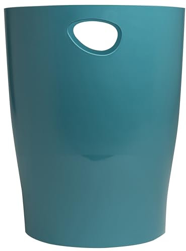 Exacompta - Ref 45334D - 1 Waste Paper Bin with Handles ECOBIN Skandi - Large Capacity 15 Litres - Dimensions 26.3 x 26.3 x 33.5 cm - Office or Home - Pacific Blue Colour