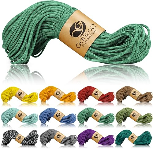 Ganzoo Paracord 350 Seil, Nylon Polyester, 2,5mm, Typ 1, 30m, Outdoor Schnur, Allzweckseil, Takelung für Armband, Hundehalsband, Hundeleine Knüpfen, Camping Survival, gra sgrün